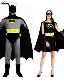 Purim_couple_20_Adult Batman Party Halloween Bat Cosplay Costume Suit For Women Men _1