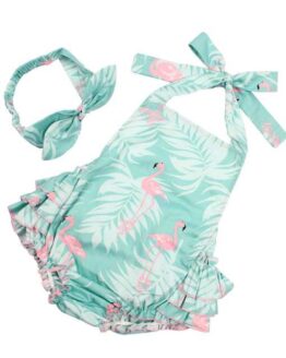 baby_Fashion and textile_7_Flamingo swimsuit and Headband Set Newborn_2