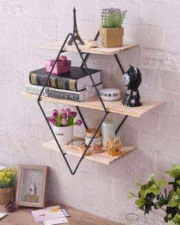 Home_Decorative accessories_24_Retro Wood Iron Craft Wall Shelf Rack Book DVD Storage Industrial Style Decor_1