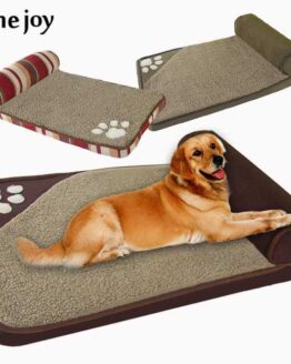 dogs_beds and living_9_Dog Bed Blue Brown Dog House Sofa Kennel Square Pillow For Large Dogs_3