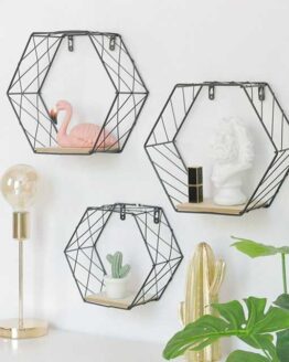 Home_Decorative accessories_30_Iron Hexagonal Grid Wall Shelf Combination Wall Hanging_5
