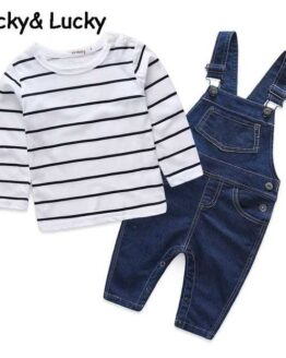 baby boy clothes Striped tshirt denim overalls