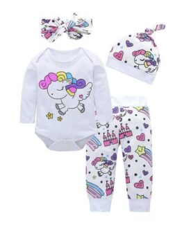 baby_baby clothes_2_Newborn Baby Girl Clothes 4pcs Sets Infant Unicorn Pegasus_1