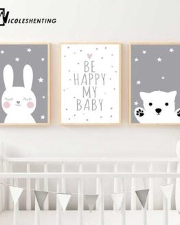 baby_Furniture and design_28_Baby Nursery Wall Art Canvas Poster gray stars_5
