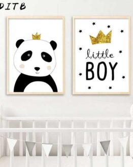 baby_Furniture and design_29_ Cartoon Panda Canvas Poster Wall Art Nursery room_4