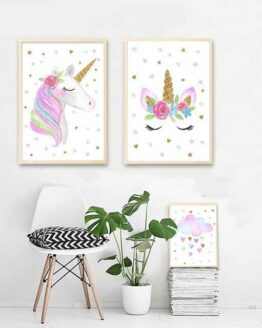baby_Furniture and design_30_Rainbow Unicorn Poster Canvas Wall Art Flower_19