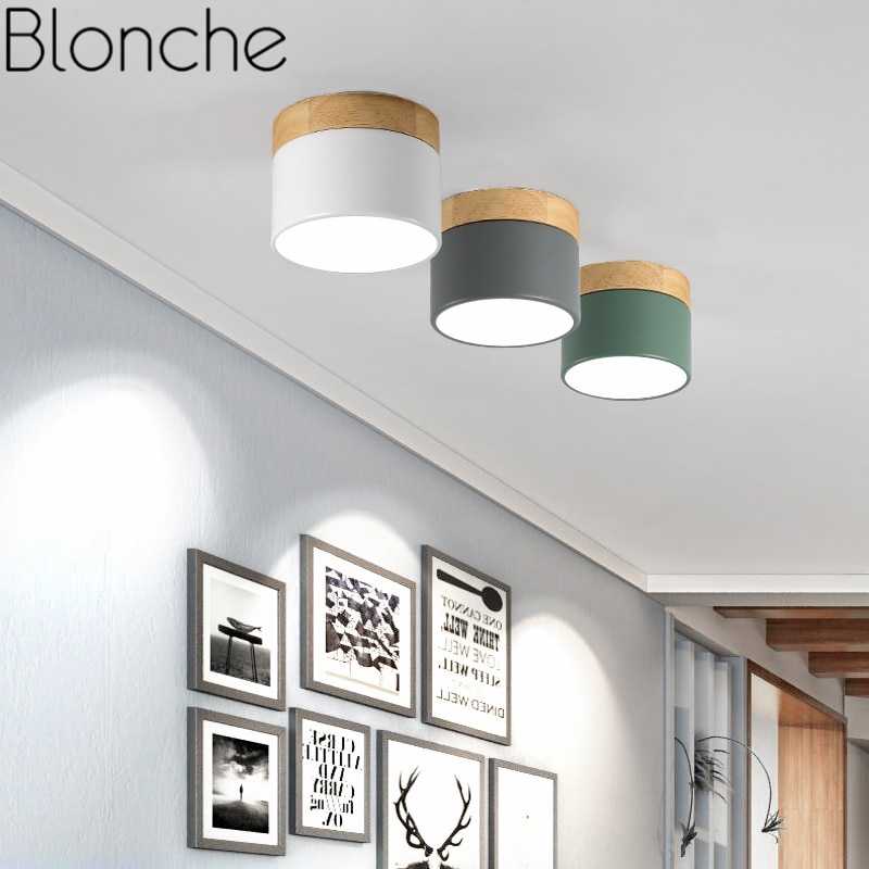 מנורת ספוט תקרה עגולה בסגנון עץ וצבעי פסטל - Image 3